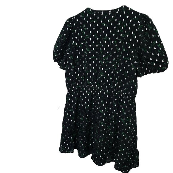 Loft Shimmer Dress Metallic Pintucked Flare Green Black Silver Womens Size Large - Picture 7 of 7
